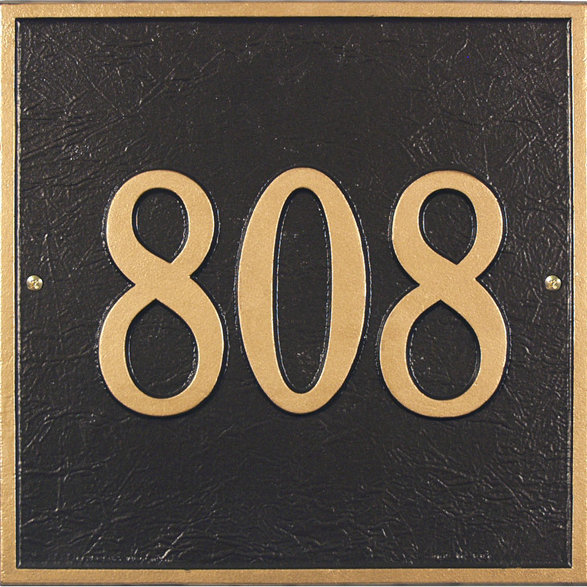 1-Line Wall Address Plaque, Black and Gold, Yes