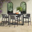 Chave Outdoor Patio 5-Piece Rectangular Table Set in Aluminum with Grey Cushions