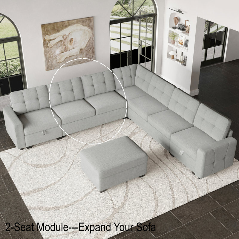 Modern Sofa Armless Loveseat For Modular Sectional Sofa,Single/Double Sofa For Small Spaces, Gray
