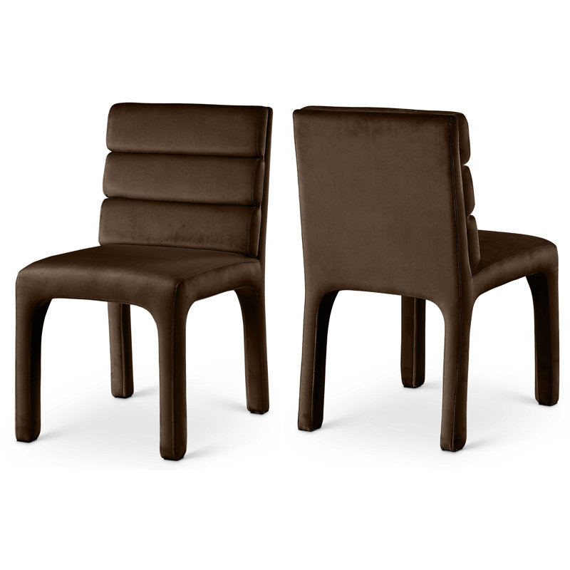 Chaise d'appoint en velours capitonné Kai, Velours brun