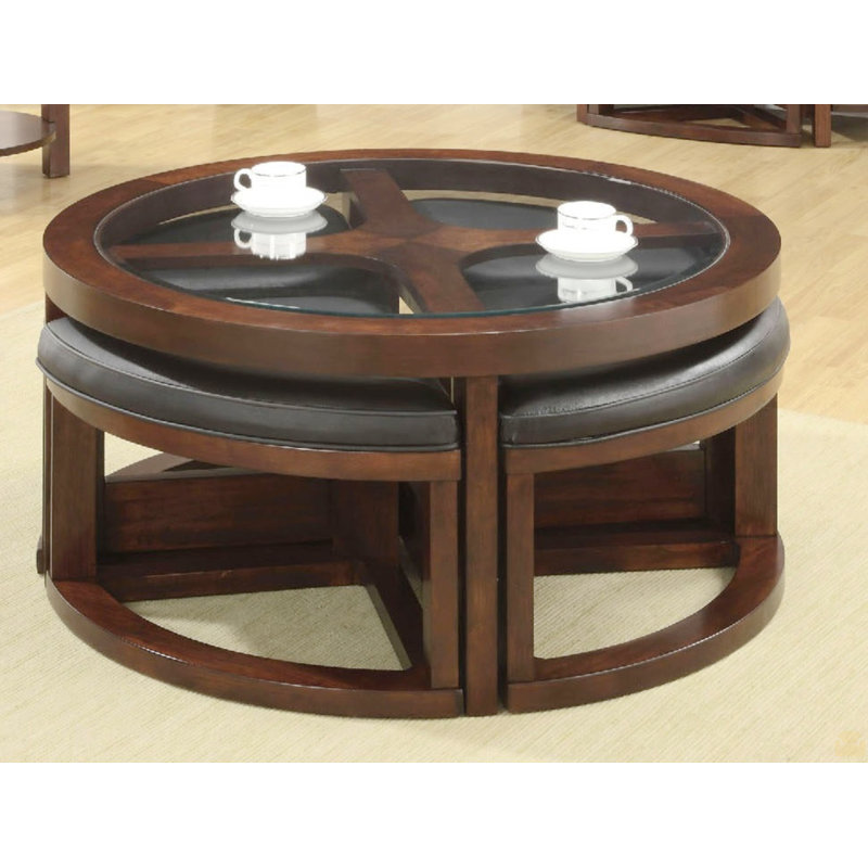 Ensemble de table basse avec repose-pieds en verre