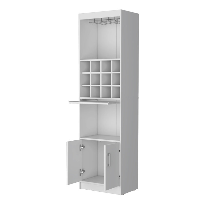 Bar avec rangement pour bouteilles de vin, Blanc