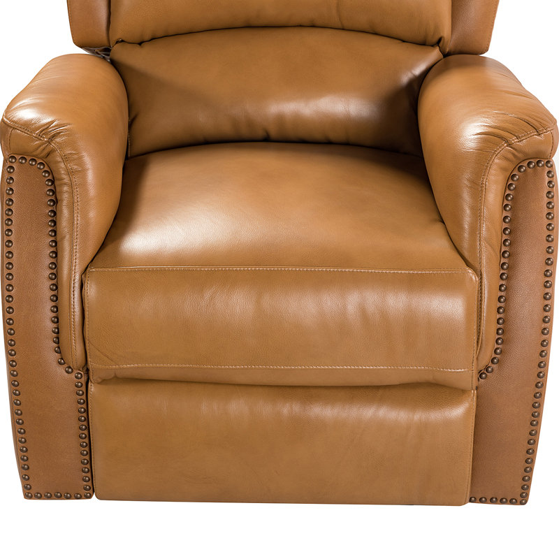 Fauteuil inclinable électrique en cuir véritable Domingo, Chameau