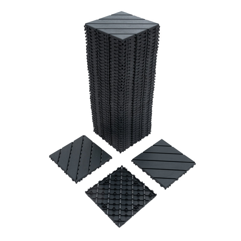 Polypropylene Interlocking Deck Tile, Gray