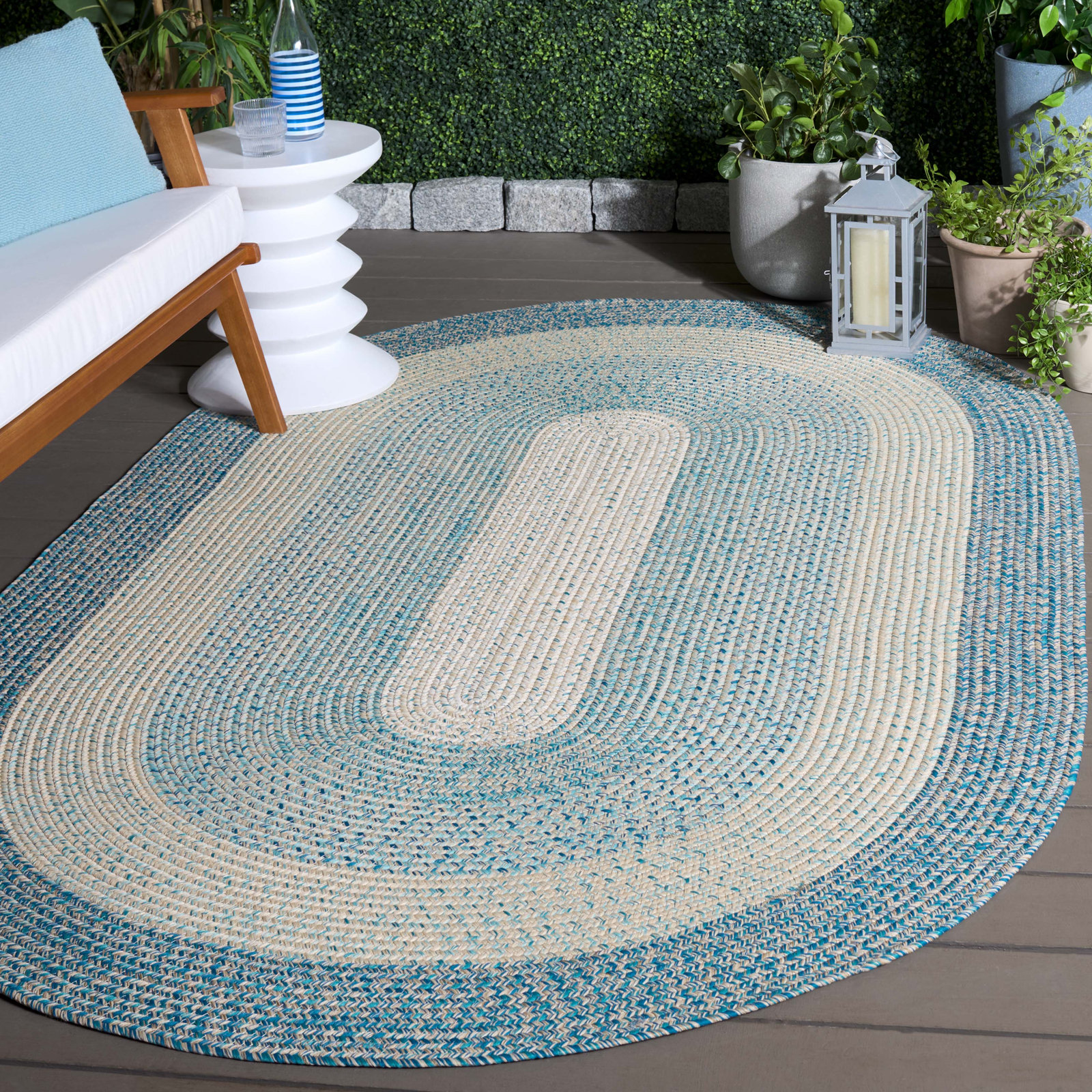 Washable Hand-Woven Chevron Rug, Oval 5' x 8'