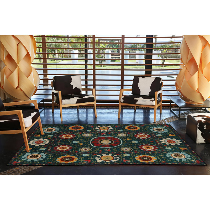 Tapis décoratif rétro à motif floral foncé, Tapis de couloir 3 pi 9,81 po x 9 pi 10,11 po