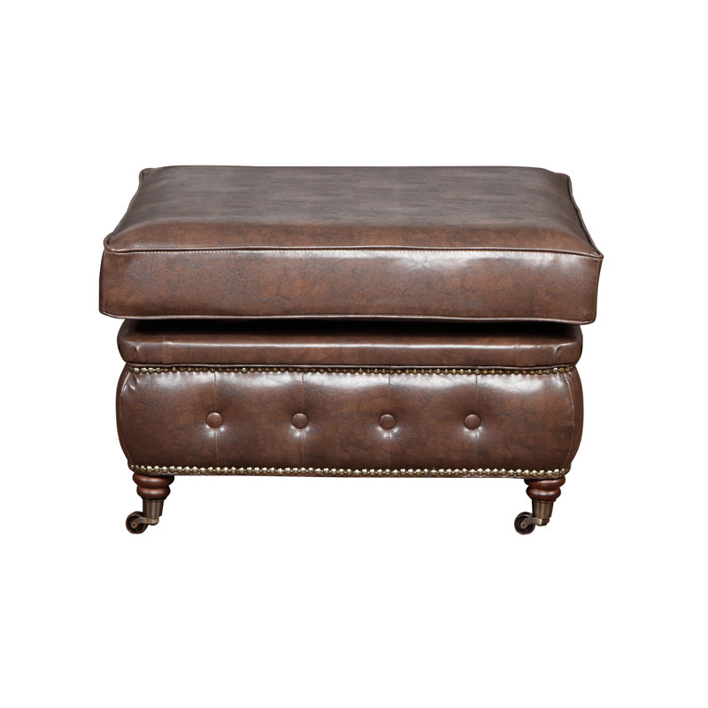 Batch 75cm Wide Faux Leather Square Solid Colour Cocktail Ottoman