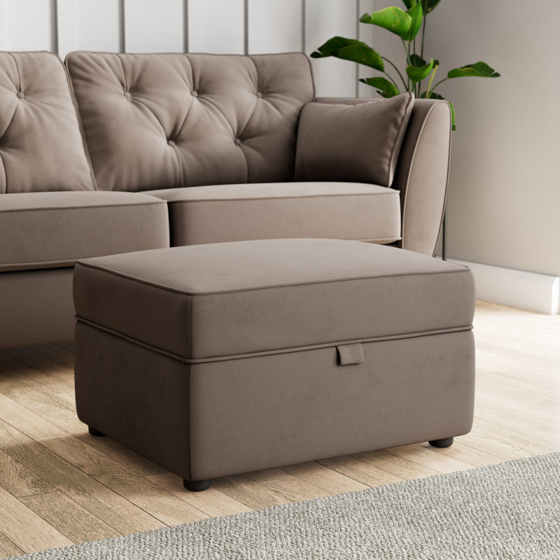 Birjesh 63cm Wide Rectangle Solid Colour Footstool Ottoman with Storage, Mole