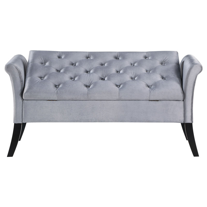 Banc de rangement en velours Jedu, Argent