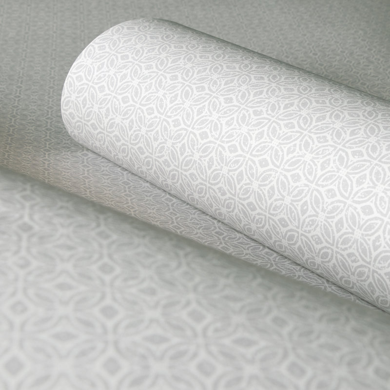 Azulejo Distressed Geometric Design 33' L x 21" W Wallpaper Roll, Fossil Gray