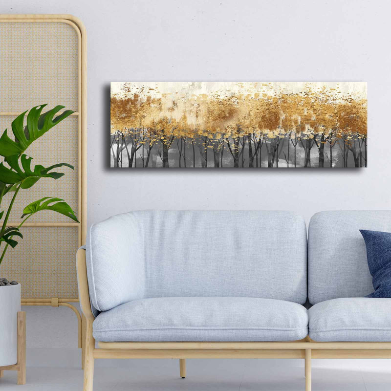 Élégante peinture sur toile décorative, 30 x 35,4 pouces | 100% toile (épaisseur: 0,1 po) et cadre 100% bois de pin (épaisseur: 0,9 po) | Superbes couleurs dorées, grises, blanches et noires | Parfait pour la décoration intérieure moderne