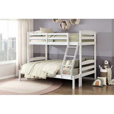 Bunk Bed With Guard Rails 1Pc Sturdy Wood Frame Youth Bedroom Furniture