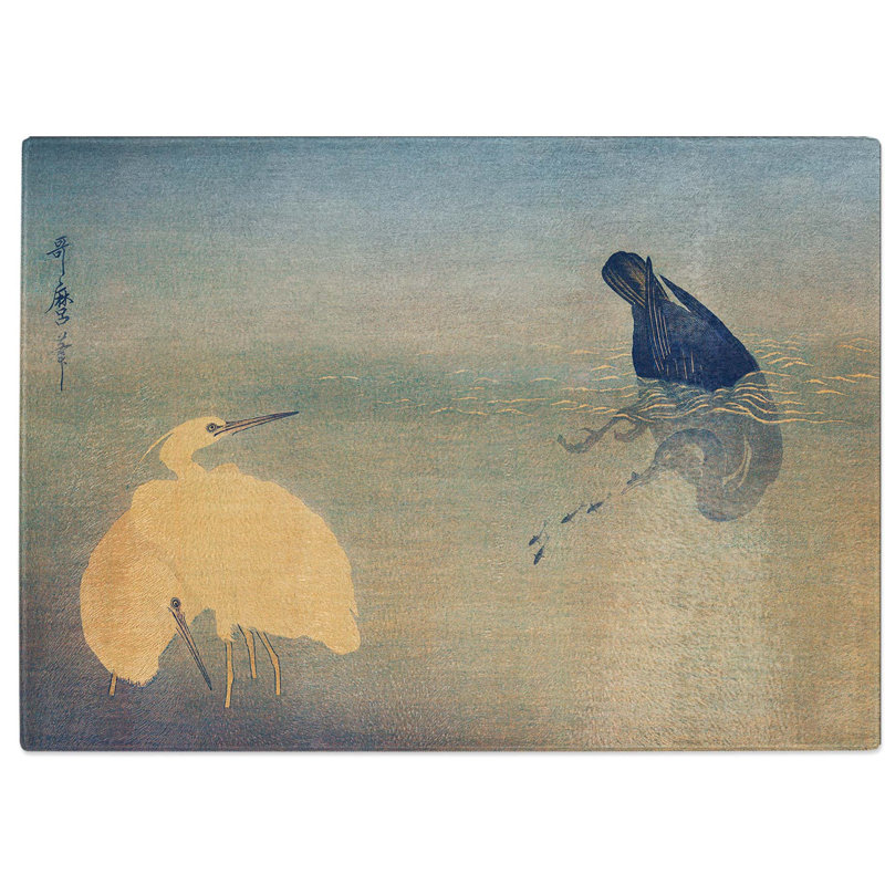Tempered Glass Cormorant and Two Herons Chopping Board, 39 cm W x 28.5 cm L