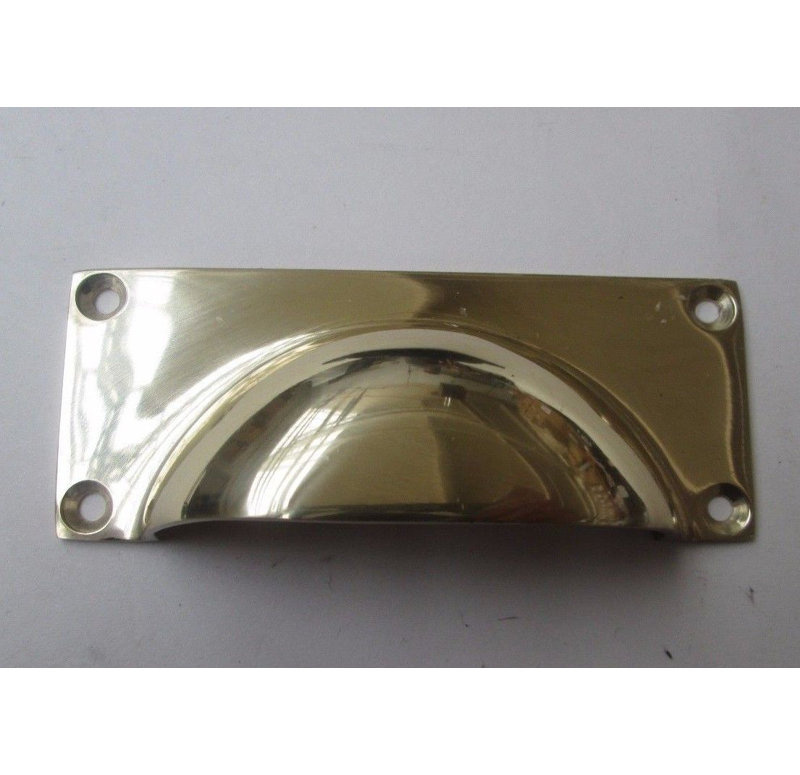 Large Lipped Rectangular Cup Pull Handle Satin Chrome, Polished Brass, 83mm