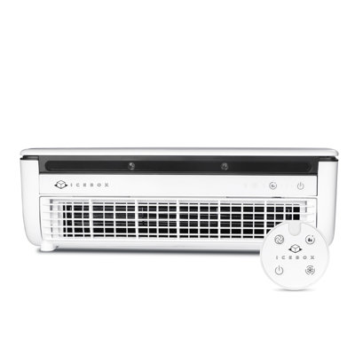 Icebox Cooling Mist Fan, Small Portable Fan With Evaporative Humidifier, 3 Speeds,white/gray