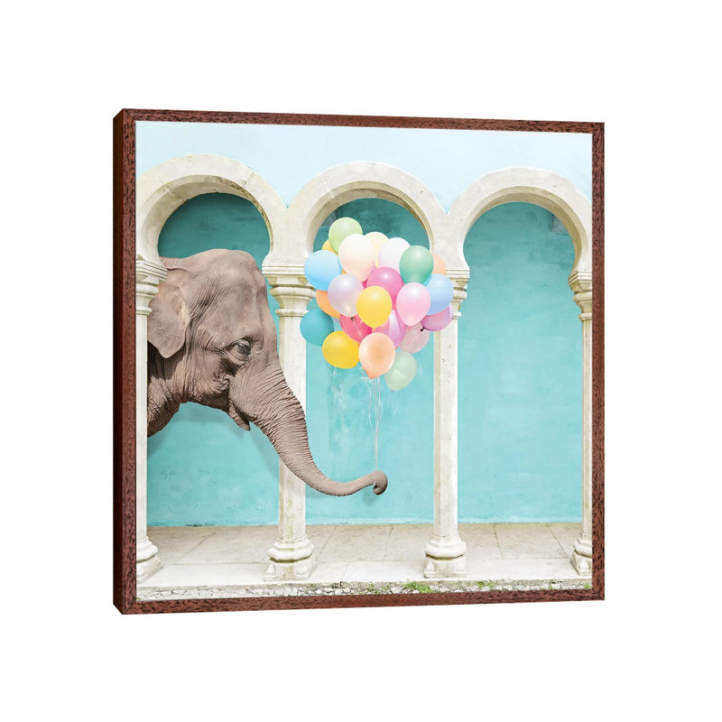An Elephant Never Forgets by Erin Summer - Print on Canvas, Classic Brown Wood Framed, 66.04cm H x 66.04cm W x 3.81cm D
