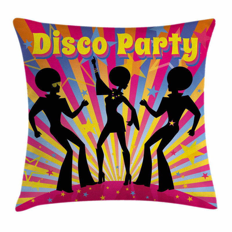 Disco Dance Funky Square Pillow Cover, 16" x 16"