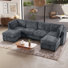 Canapé modulaire en forme de U de 128 po avec rangement sous le siège, canapé-lit moderne et confortable Comfy
