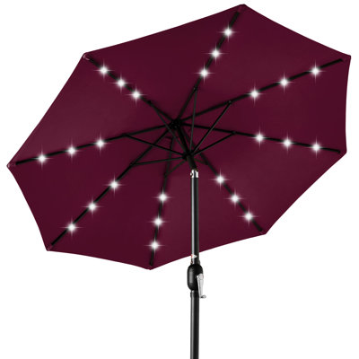 Shearer 10ft Solar LED Lighted Patio Umbrella w/ Tilt Adjustment, UV-Resistant Fabric