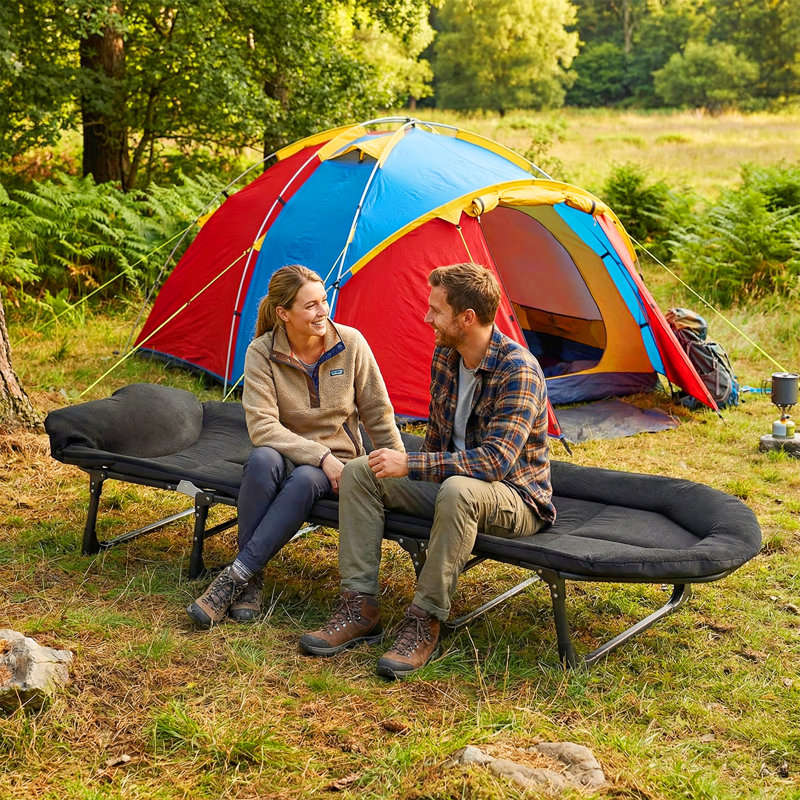 Lit d'invité pliable avec matelas, lit de camp extérieur avec chaise inclinable réglable à 4 positions pour le bureau à domicile, peut supporter 250 lb