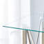 Élégante table carrée en verre extensible - Verre trempé transparent de 36 po, pieds en métal argenté. Pieds en métal télescopiques, plateau de table carré en verre transparent, raccord pour ventouse.