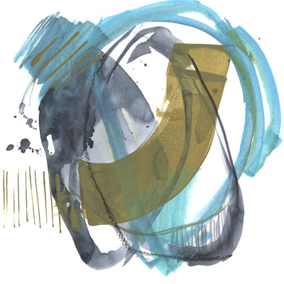 Olive And Blue Gesture II by Jennifer Goldberger - Wrapped Canvas Painting