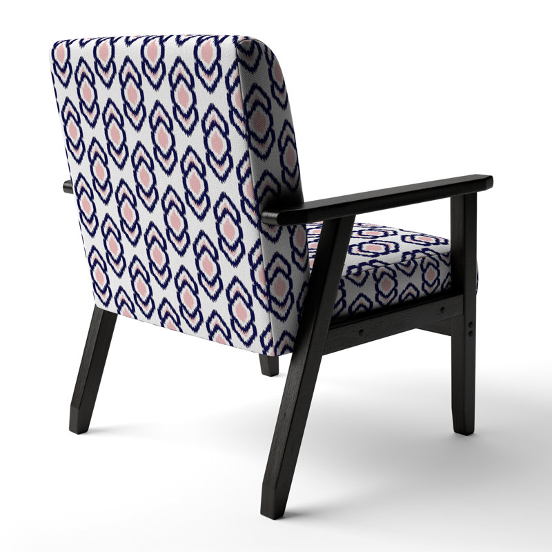 Fauteuil d'appoint rembourré en velours rose et noir Ikat Ogee