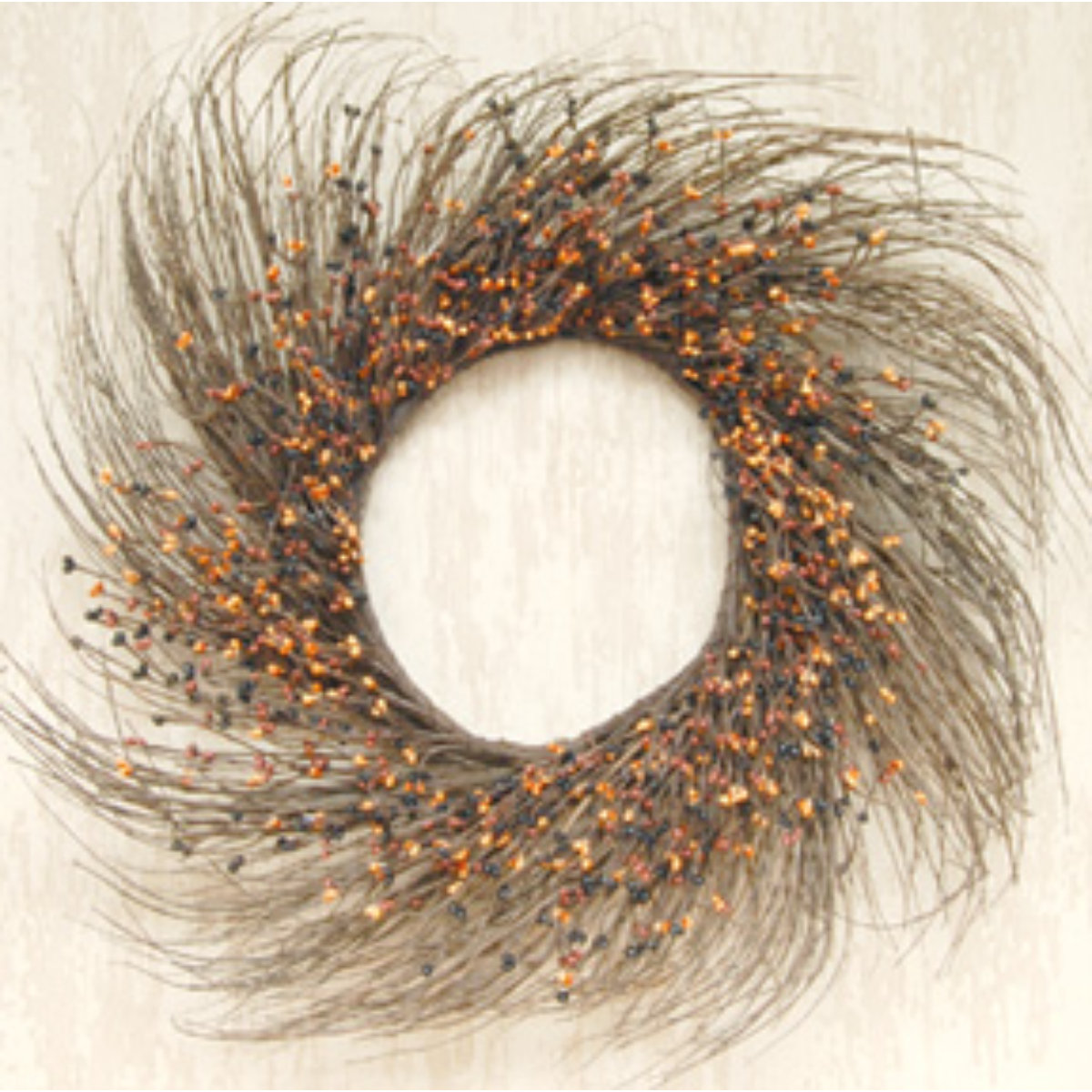 Fall Pip & Grapevine Wreath, 22" H x 22" W x 4" D, Black/Rust/Cream