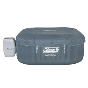 Coleman SaluSpa 6 Person Inflatable Squared Hot Tub Spa with 114 AirJets, Grey