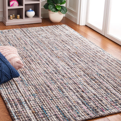 Tapis en laine / coton touffeté à la main abstrait en brun / gris