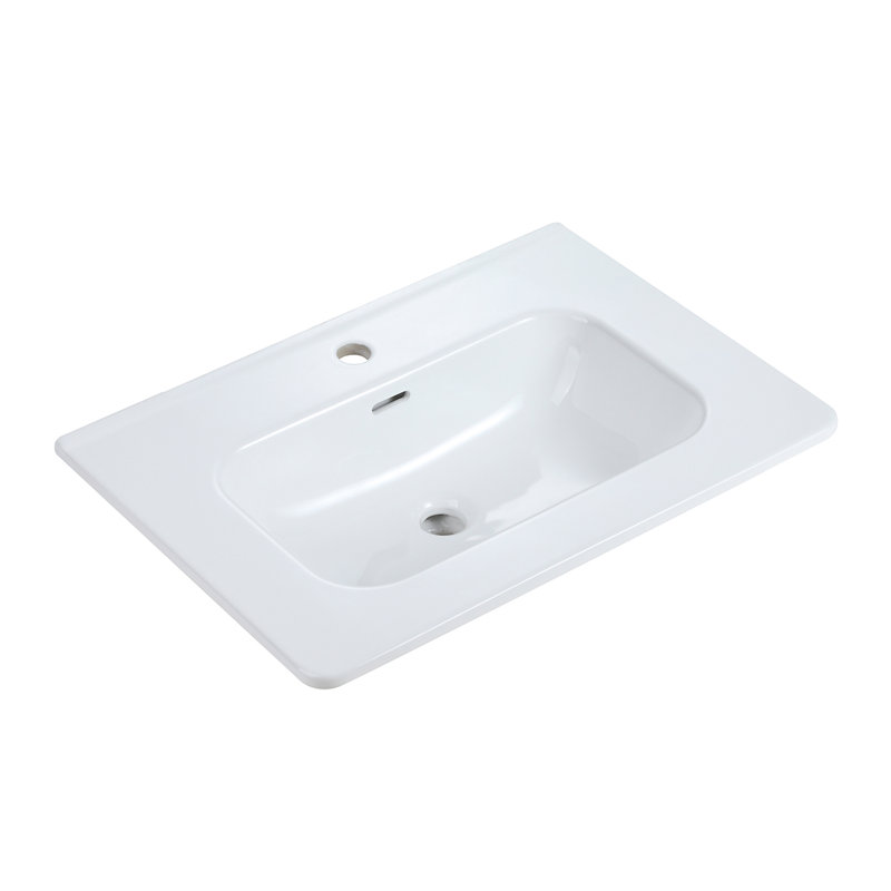Integrated White Ceramic Basin, Drain Not Included