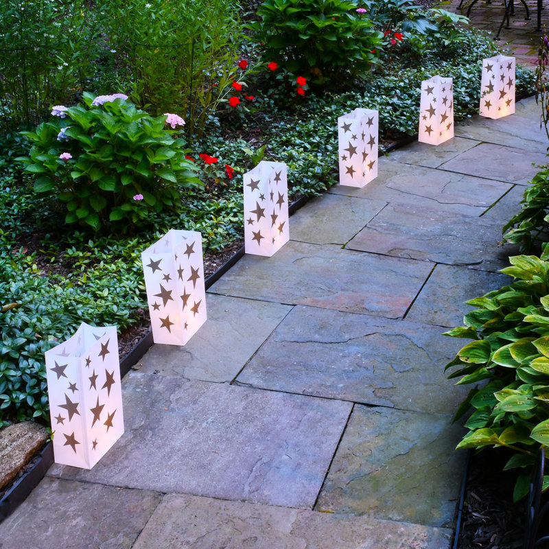 Battery Operated Luminaria Kit with Timer, Gold Star