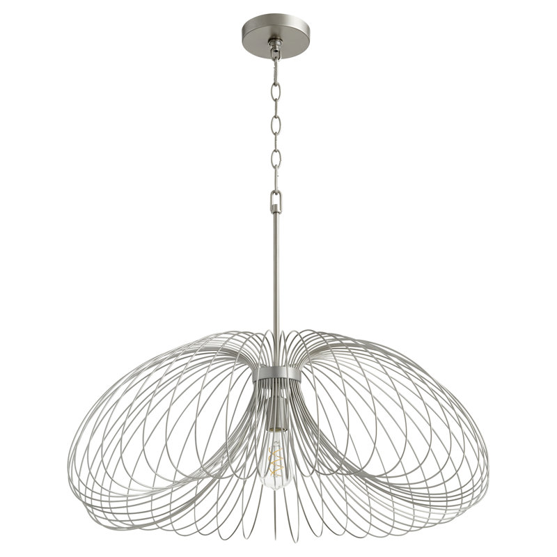 1 - Light Unique/Statement Pendant, Brushed Silver, 12" H x 30" W x 30" D