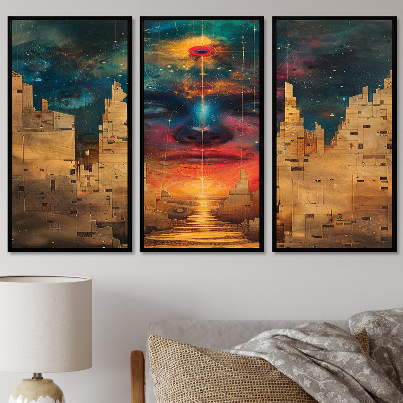 Dailany - Ensemble d'art mural collage abstrait, Cadre flottant noir, H 32 po x l 48 po x P 1 po