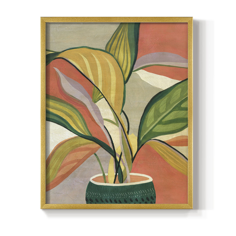 «Pots Bird of Paradise», reproduction encadrée en bois massif, Or, H 28 po x l 22 po