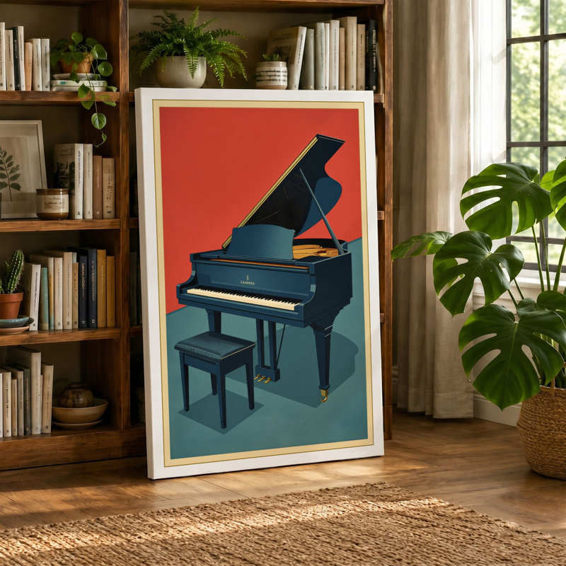 Modernist Piano Art Deco - Wrapped Canvas, 18x12 - 45.7 x 30.5 cm, Taupe Border