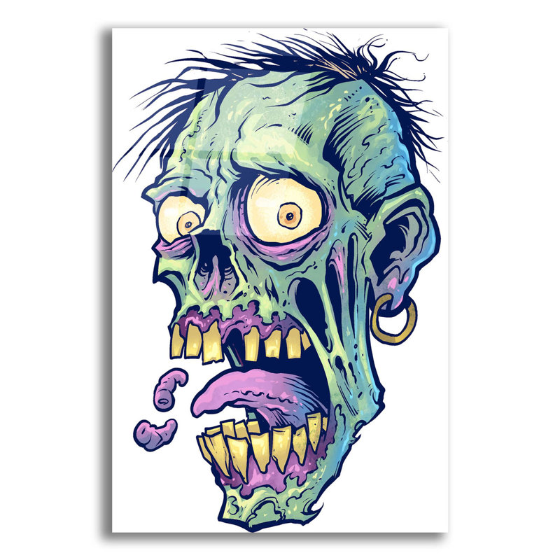 Motif de zombie tête 09 sur plastique / acrylique par Flyland Designs Print, H 16 po x l 12 po x P 0,13 po