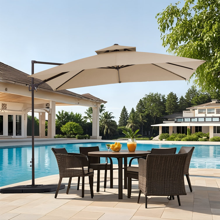 10 Ft Square Patio Cantilever Umbrella with Rotation