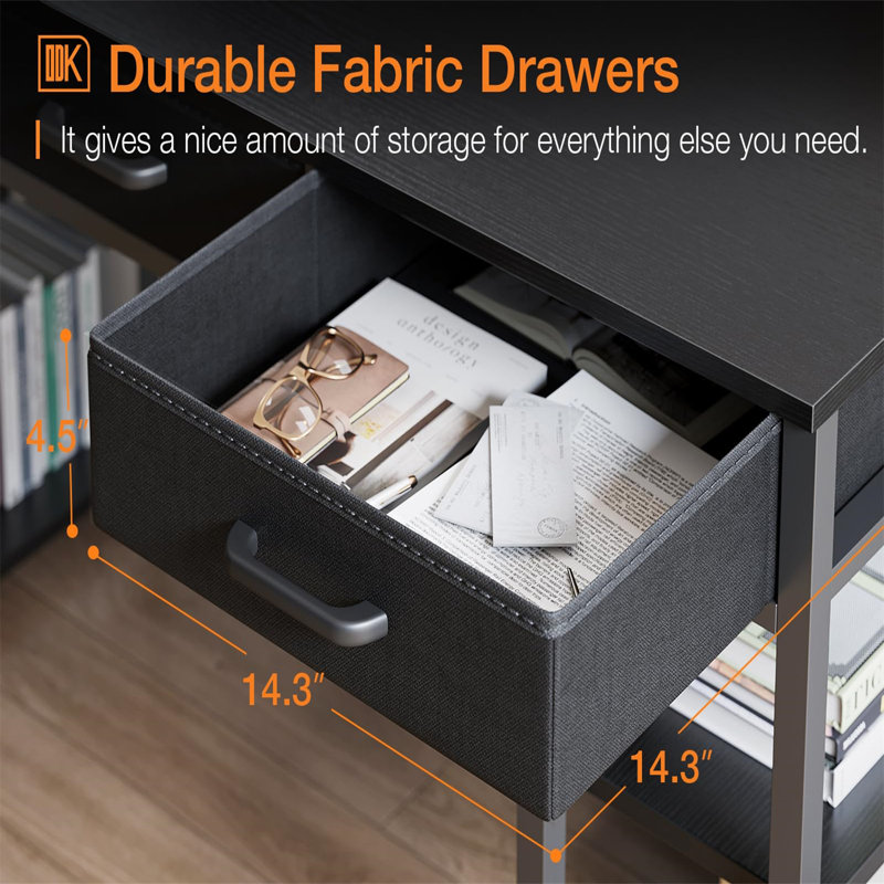 Bureau d'ordinateur Divo l 47,28 po, Noir
