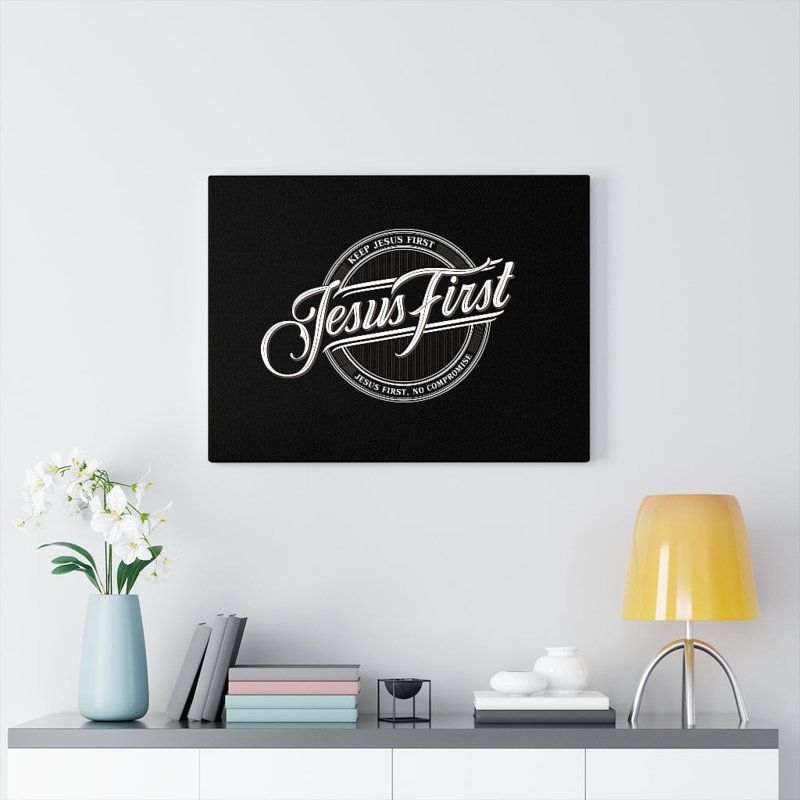 Jesus First Black Christian Wall Art Bible Verse Print Ready to Hang, 6" W x 12" H