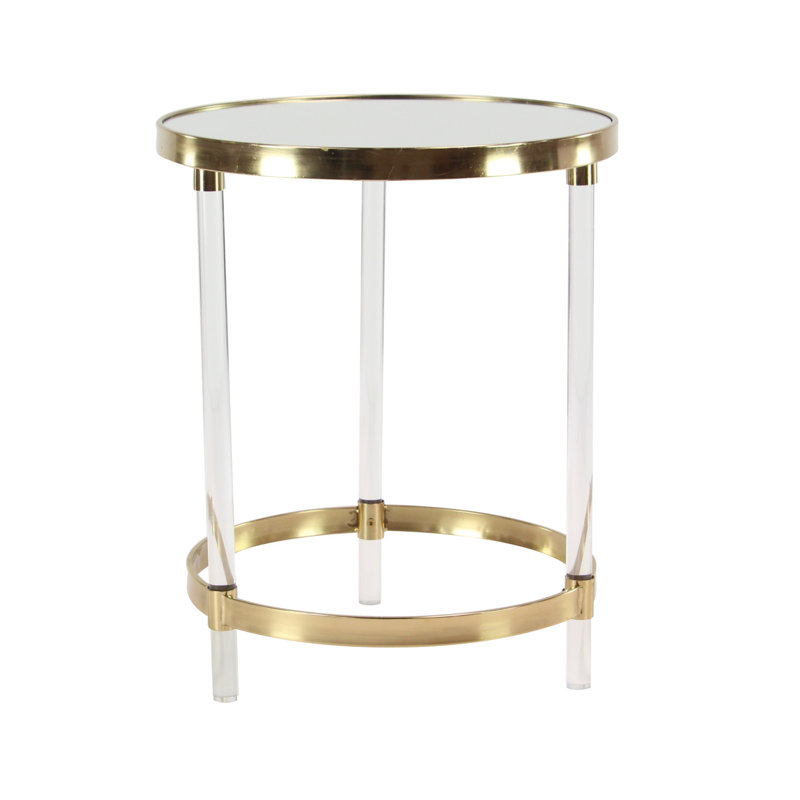 Mirrored Glass Tray Top End Table, Gold