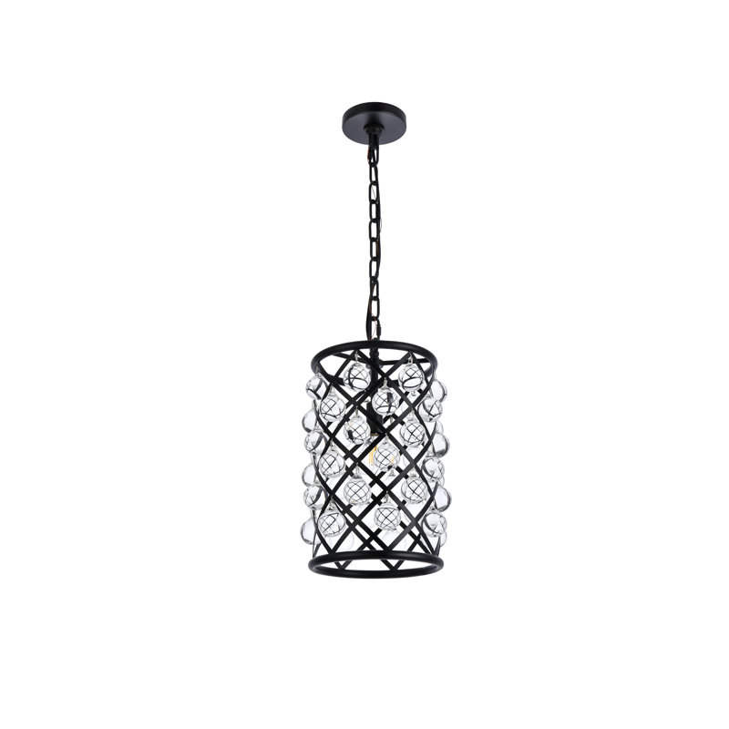 Luminaire suspendu cylindrique à 1 lumière Swinney, Noir mat