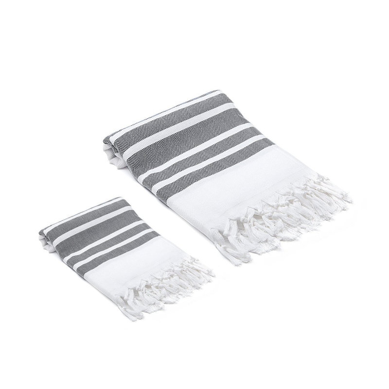 Ensemble de serviettes en coton turc 2 pièces Ruthar, Noir