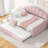 Full Size Daybed With Thick Padding In Pink And Convenient Trundle - Comfortable Stylish Upholstered Frame Practical-124190059