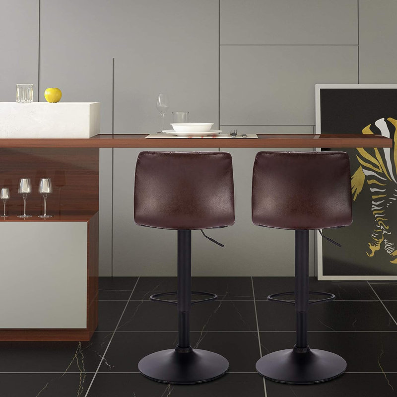 Luckenson Swivel Adjustable Height Stool, Dark Brown
