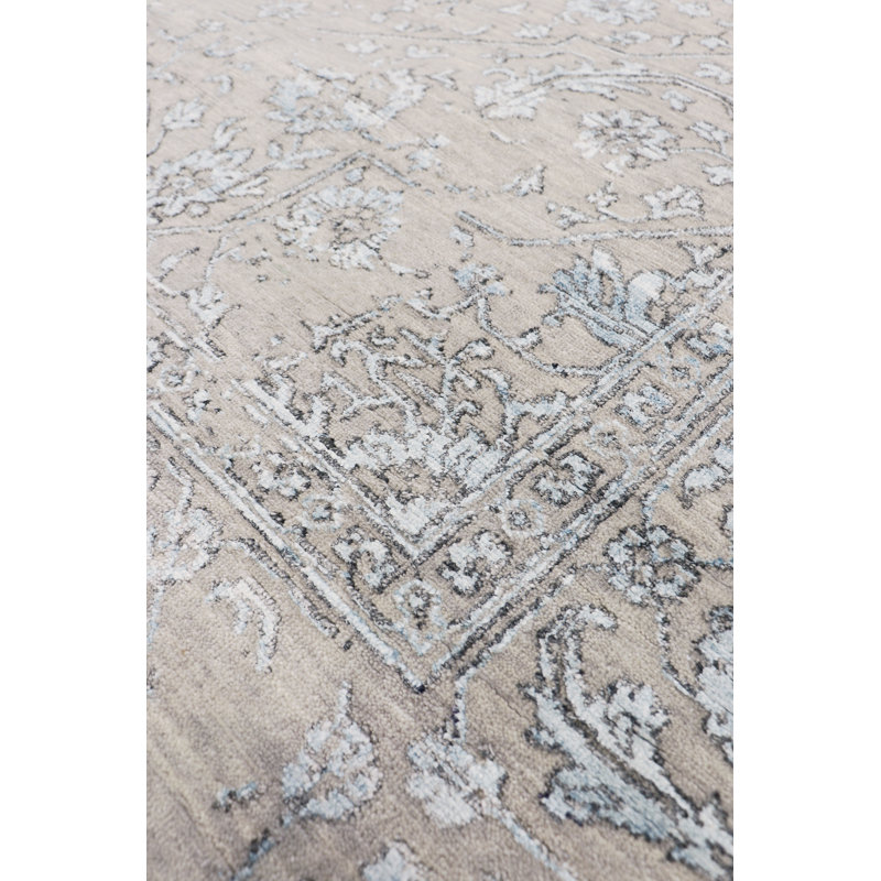 Transitional Silver/Aqua Area Rug