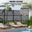 Freestanding Metal Privacy Screen, Laser Cut Decorative Garden Fence Panel with Stand, Rustproof Galvanised Steel Divider, 183x120cm, Black, Broken Glass Pattern