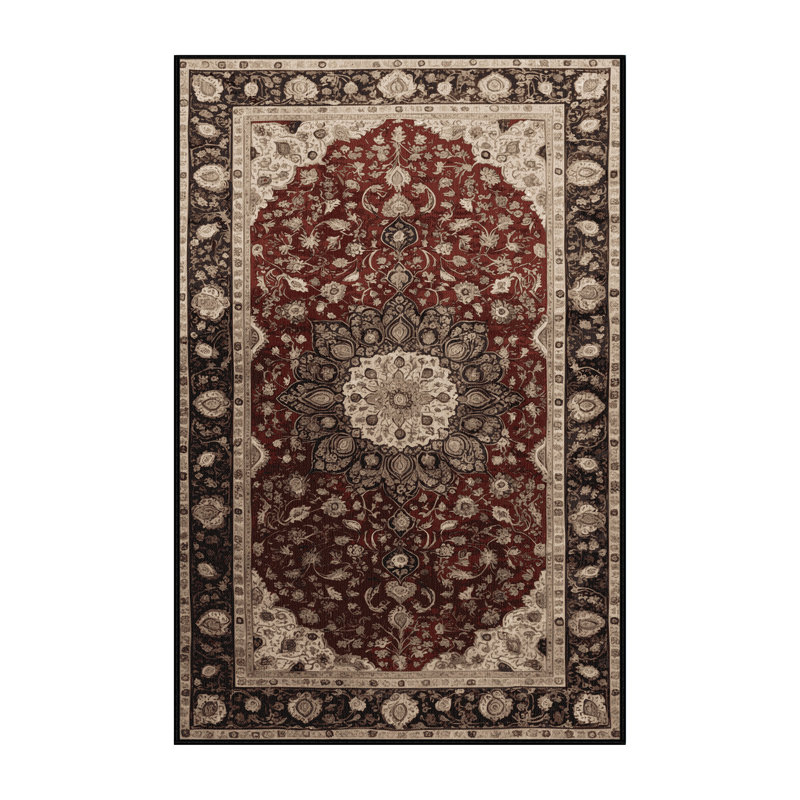 Tapis persan noir lavable à la machine, Tapis de couloir 2 pi x 4 pi
