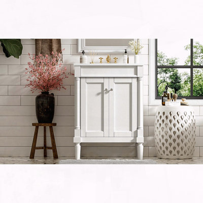 24" Modern Bathroom Vanity with 2-Tier Cabinet and Ceramic Sink