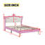 Structure de lit double pleine grandeur avec lumières DEL, lit princesse rembourré moderne avec tête de lit couronne, rose et blanc